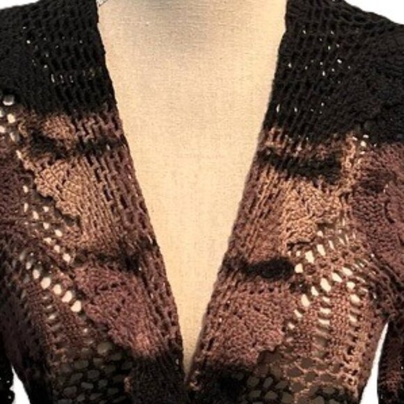 💕🆕 Handmade Tie-Dyed Crochet Shrug | French Brown & Black | 100% Cotton | USA - Picture 4 of 4